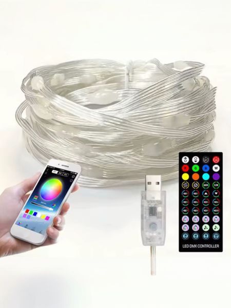 Розумна світлодіодна LED гірлянда USB для дому та вулиці з пультом та додатком для телефону 10 метрів 10 метрів smart10m фото