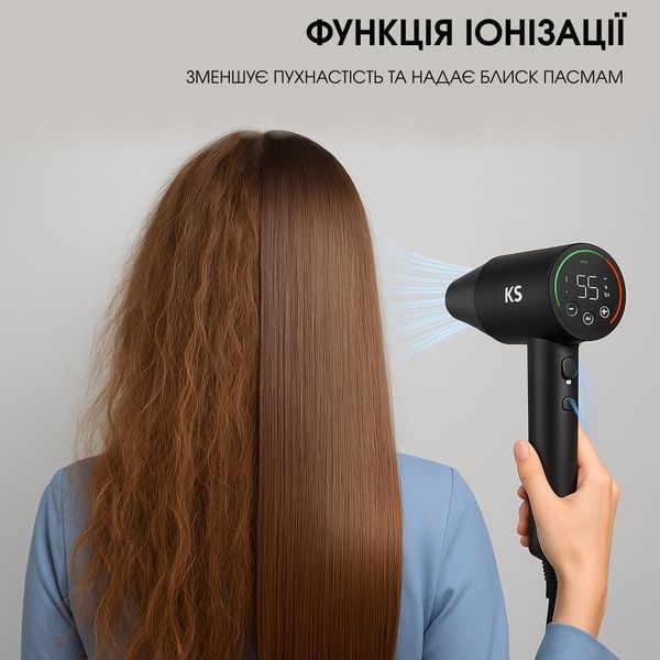 Умный Фен для волос KS AI Smartheat с AI контролем температуры и дисплеем. 1600 W 150009 фото