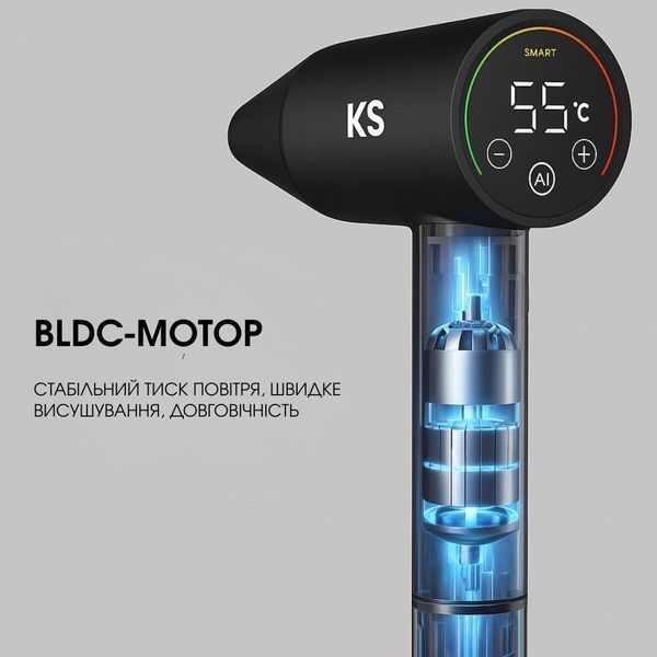 Умный Фен для волос KS AI Smartheat с AI контролем температуры и дисплеем. 1600 W 150009 фото