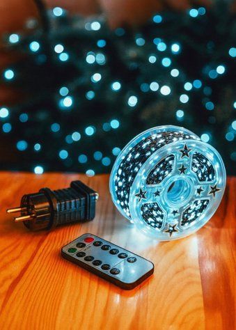 Світлодіодна гірлянда Роса 50 метрів, 500 LED на пульті керування, холодне світло, для дому та на ялинку hrosa50 фото