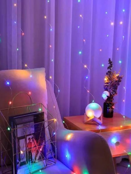 Светодиодная Гирлянда штора 3х3 м USB, 300 LED, разноцветная с пультом multi_shtora3x3_t фото