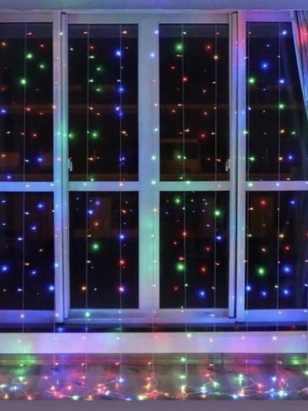 Светодиодная Гирлянда штора 3х3 м USB, 300 LED, разноцветная с пультом multi_shtora3x3_t фото
