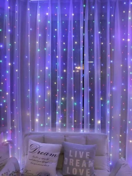 Светодиодная Гирлянда штора 3х3 м USB, 300 LED, разноцветная с пультом multi_shtora3x3_t фото