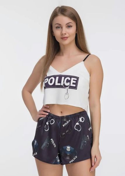 Женская атласная пижама Police с шортами и топом shk1s фото